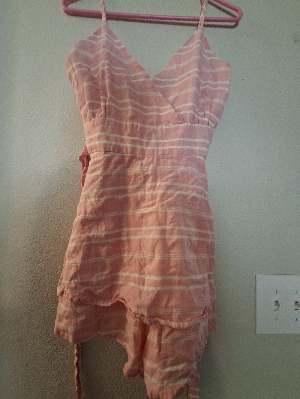 Pink and White Striped Spaghetti Strap Romper